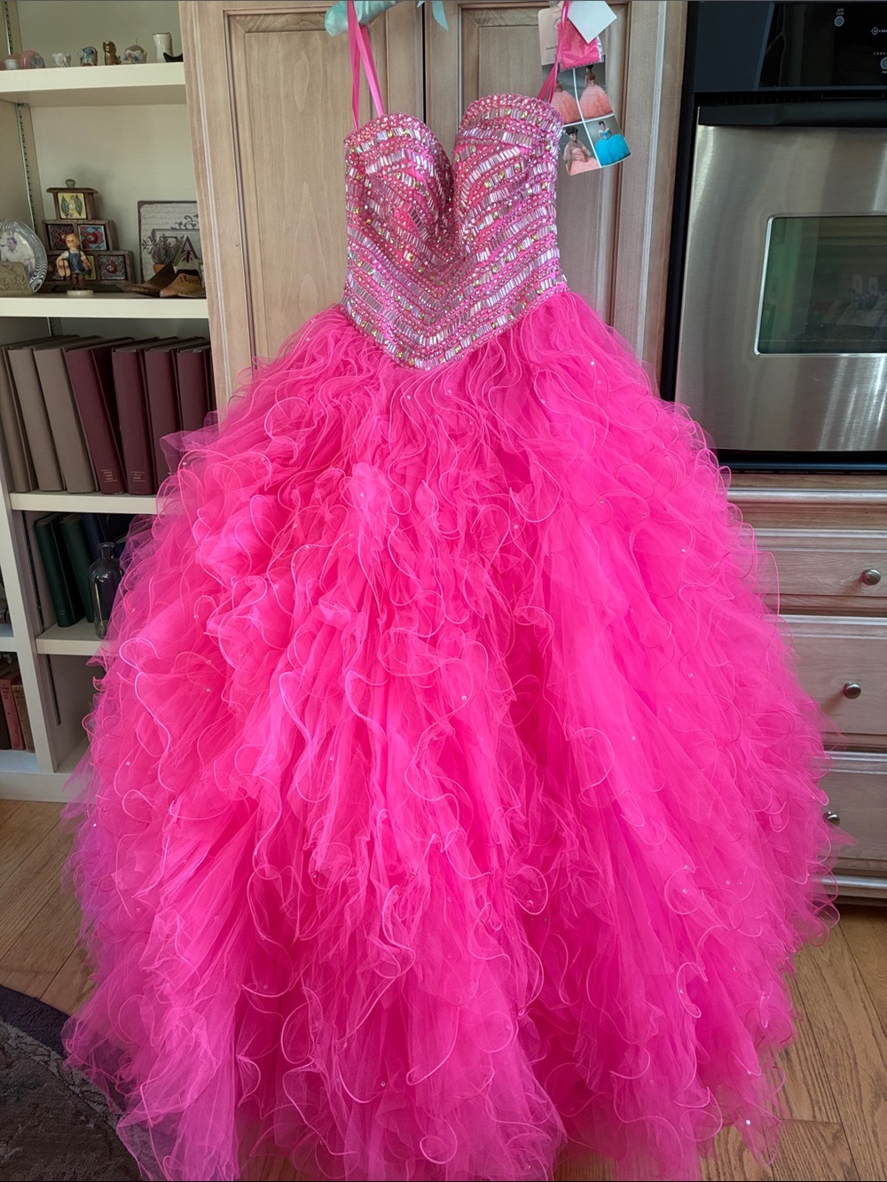 Morilee Sparkling Hot Pink Ruffled Tulle womens Party Dress